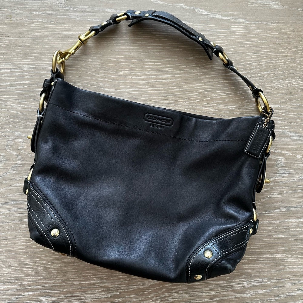 Coach | Black and Gold Leather Shoulder Bag